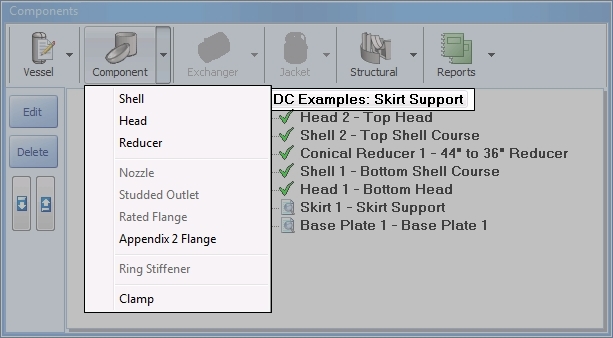 a screenshot of the right-click menu displaying which components can be added to a vessel