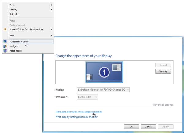 a screenshot of the Windows display adjustment user interface