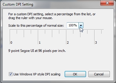 a screenshot of the Custom DPI Setting user interface in Windows
