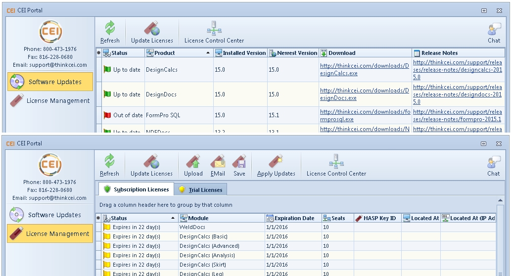 a composite image of screencaps of the CEI Portal UI